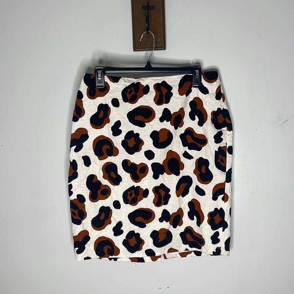 Talbots Textured Leopard Print Cotton Pencil Skir… - image 1